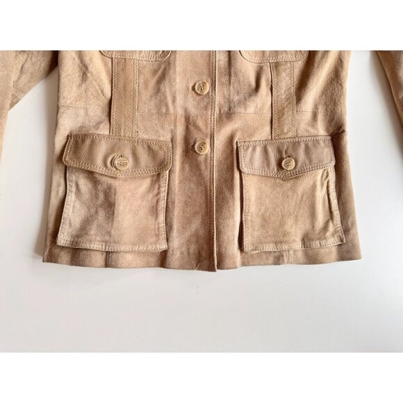 Vintage 00's ROLF SCHULTE Tan Suede Leather Safari Jacket, Size 44/XL - Picture 10 of 16